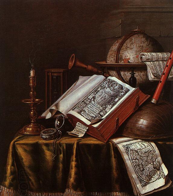 Edwaert Collier Still Life with Musical Instruments, Plutarch's Lives a Celestial Globe China oil painting art